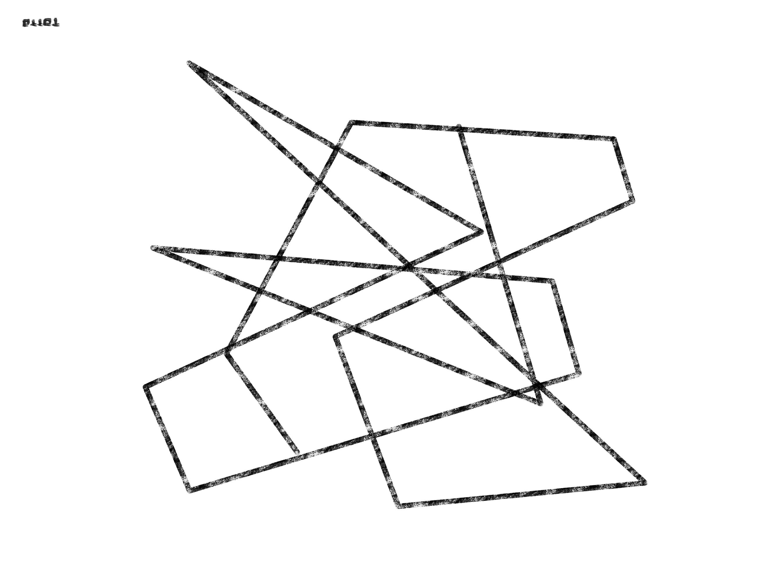 Originalskizze für Running Polar Bear von TOTTO — die geometrische Zeichnung, aus der ab 2019 die ersten Eisbären-Werke entstanden.